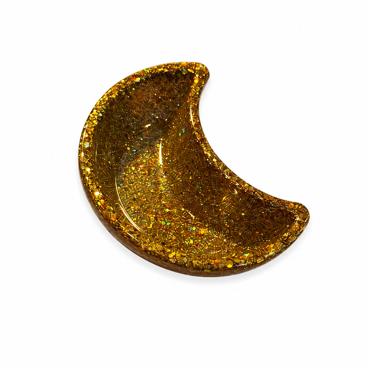 Gold Glitter Resin Moon Dish