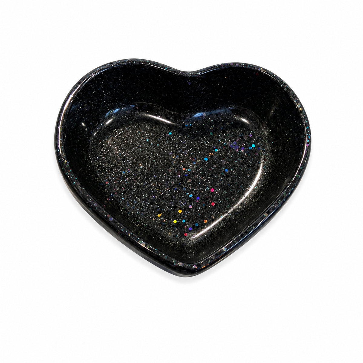 Black Glitter Resin Heart Dish
