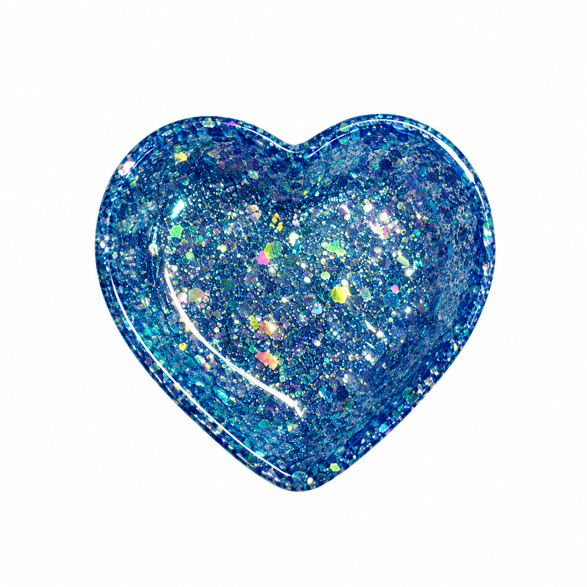 Blue Glitter Resin Heart Dish