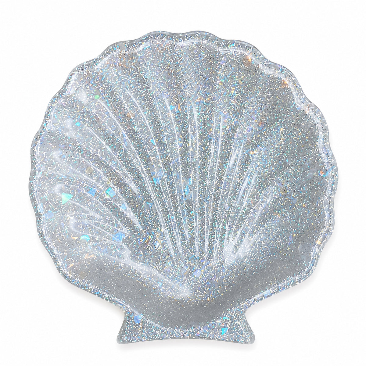 Silver Glitter Resin Shell Dish