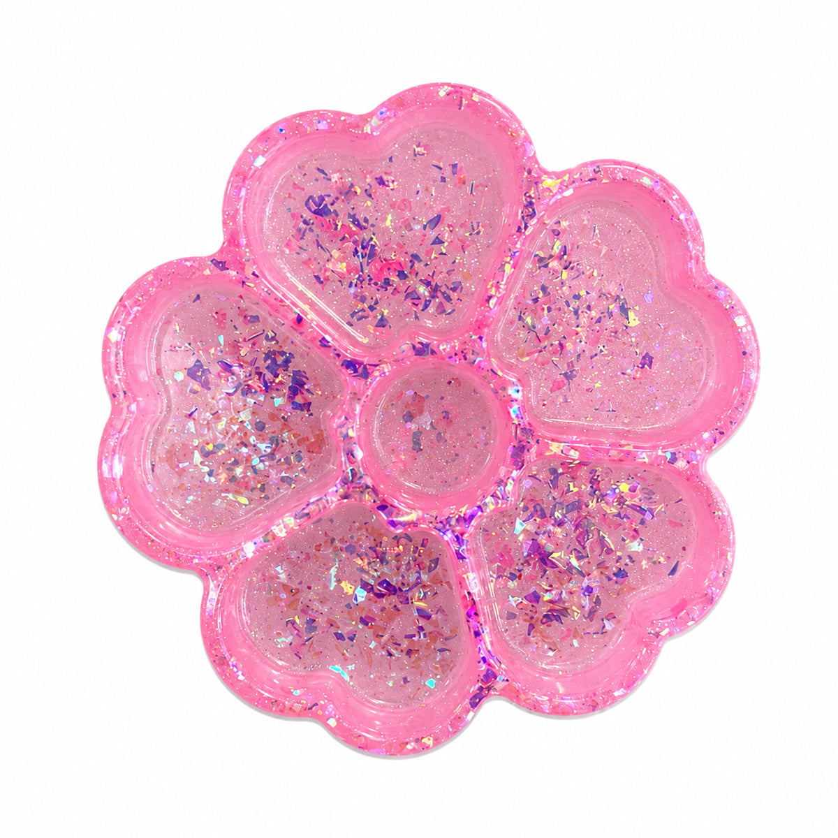 Pink Glitter Flower Resin Tray