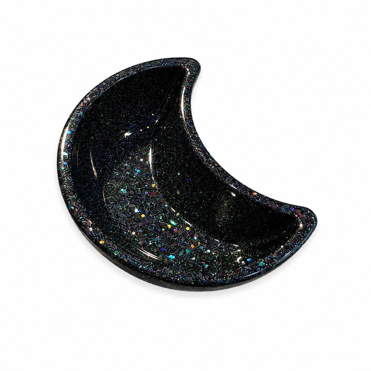 Black Glitter Resin Heart Dish