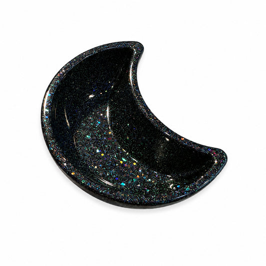 Black Glitter Resin Heart Dish
