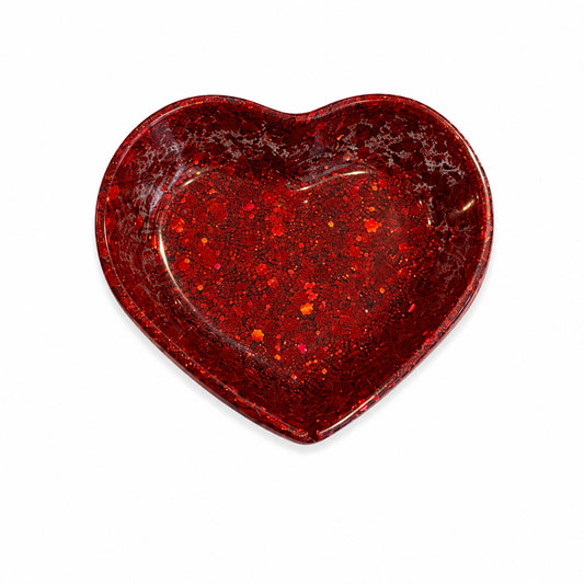 Red Glitter Resin Heart Dish
