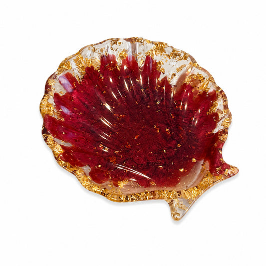 Red & Gold Resin Shell Dish