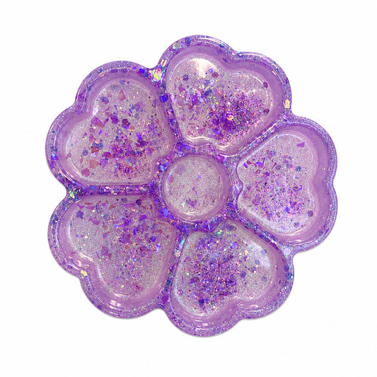 Purple Glitter Flower Resin Tray