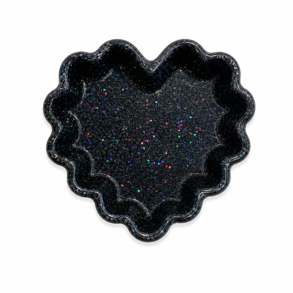 Black Glitter Wavy Heart Tray