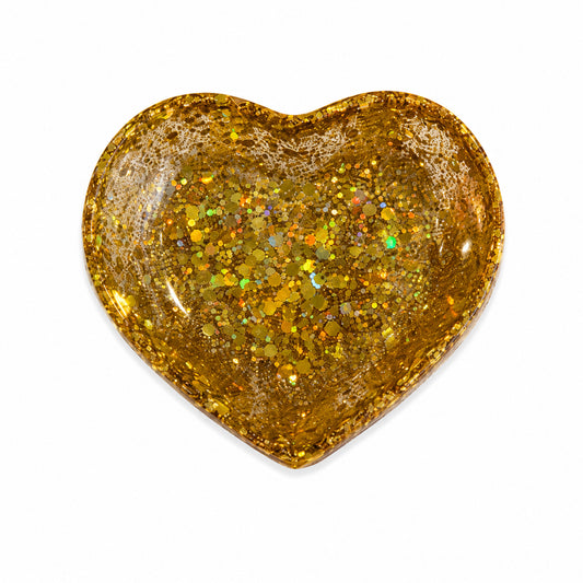 Gold Glitter Resin Heart Dish
