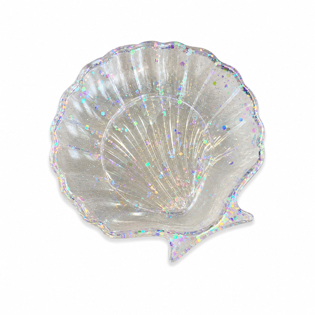 Clear Iridescent Glitter Resin Shell Dish