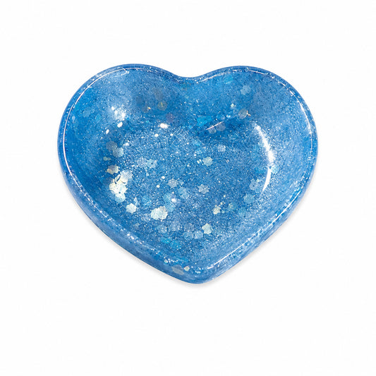 Light Blue Glitter Resin Heart Dish
