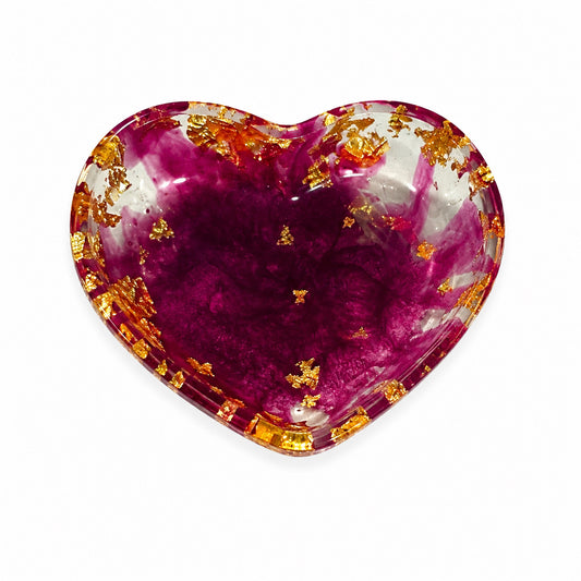 Purple & Gold Resin Heart Dish
