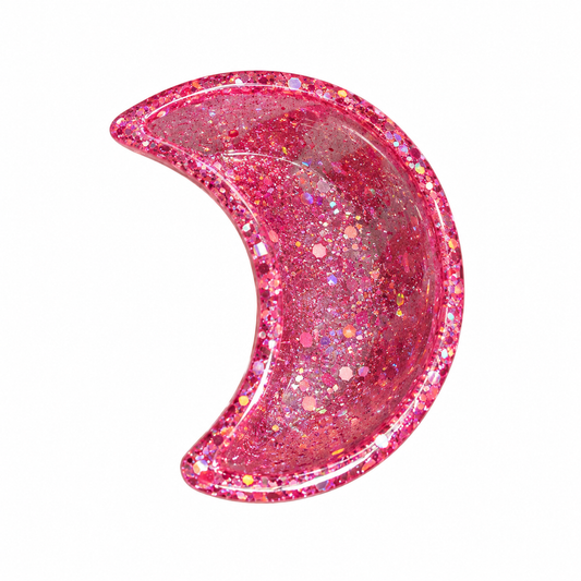 Pink Glitter Resin Moon Dish