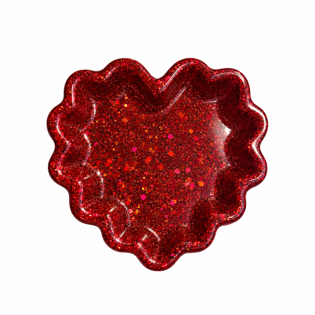 Red Glitter Wavy Heart Tray