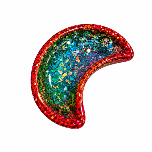 Rainbow Glitter Resin Moon Dish