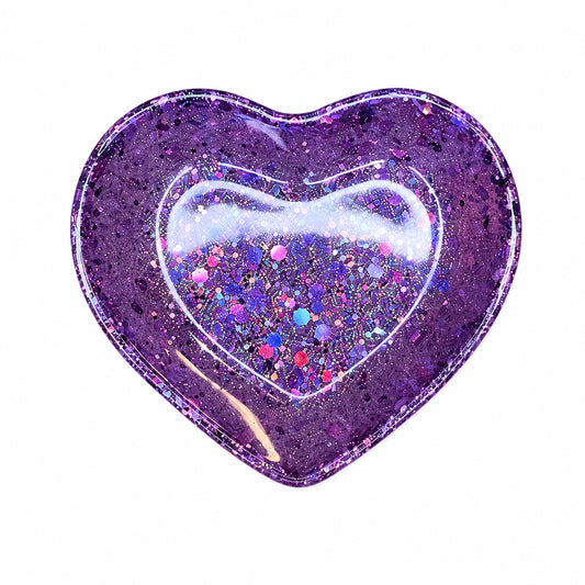 Purple Glitter Resin Heart Dish