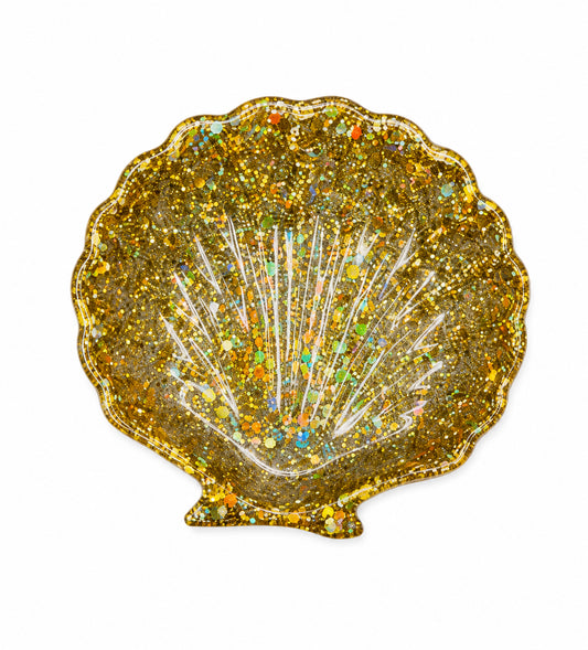 Gold Glitter Resin Shell Dish
