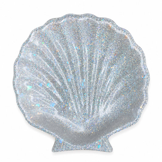 Silver Glitter Resin Shell Dish