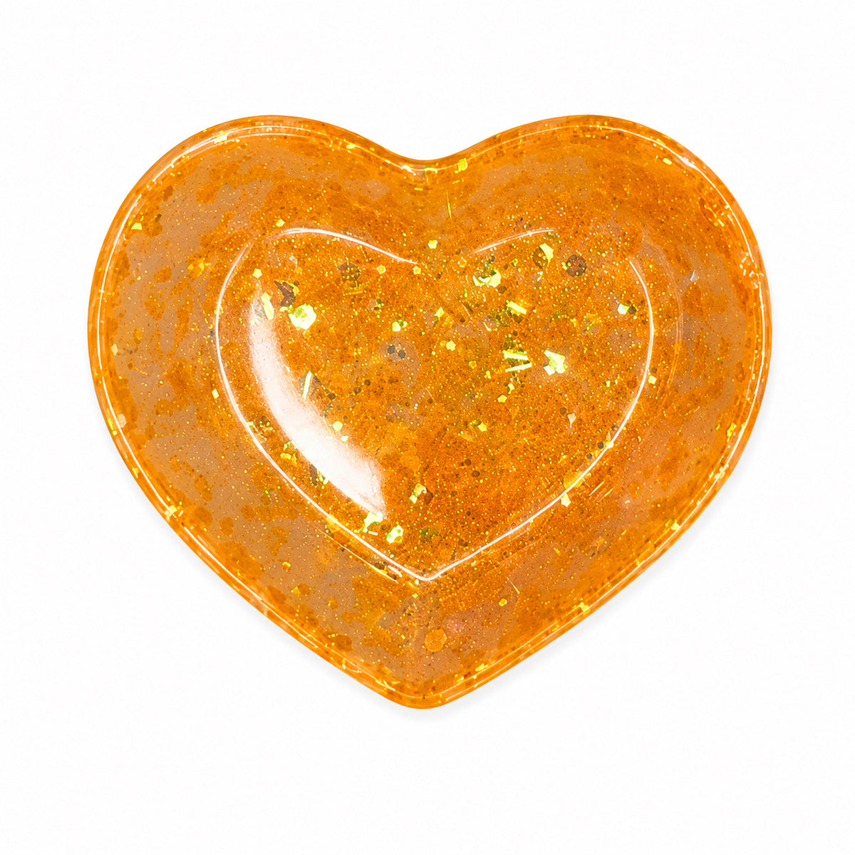 Orange Glitter Resin Heart Dish